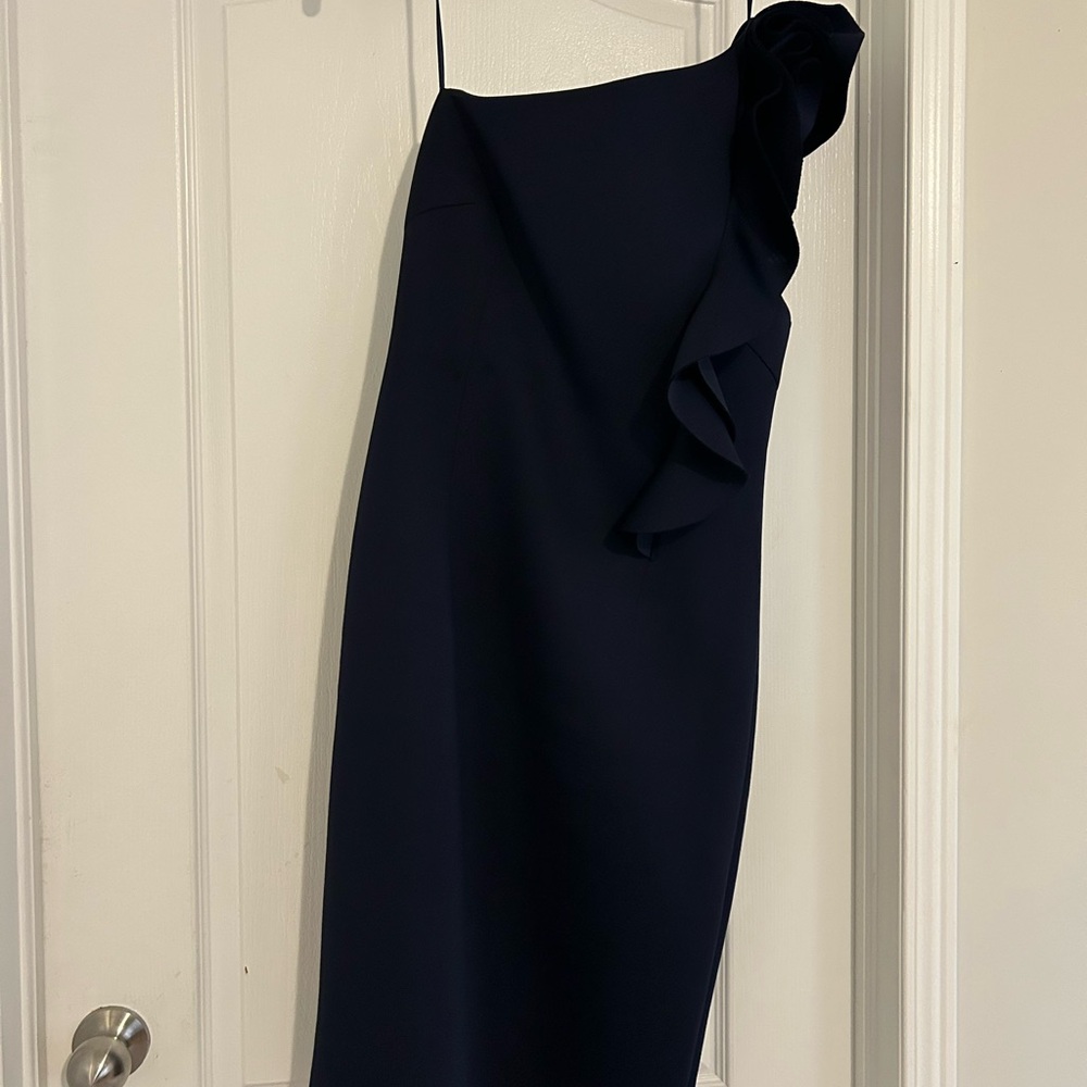 Eliza J Navy One-Shoulder Dress
